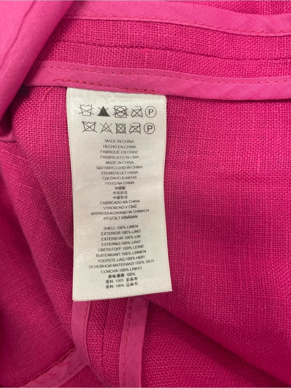 Michael Kors Women’s Fuchsia 3/4 Sleeve Linen Boyfriend Blazer Jacket size 12 - Picture 9 of 9